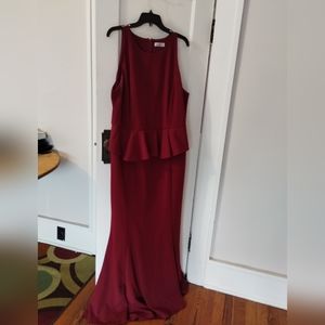 Burgundy peplum dress